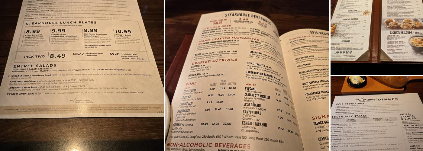 LongHorn Steakhouse Menu