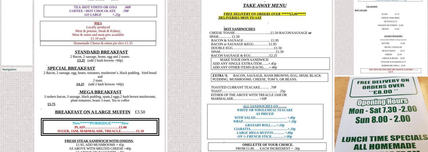 The Lunchbox Shop Menu