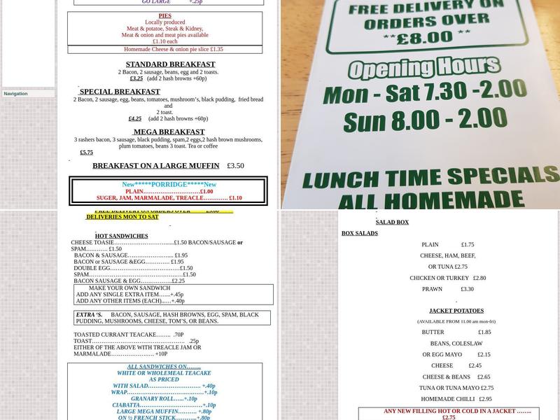 The Lunchbox Shop Menu