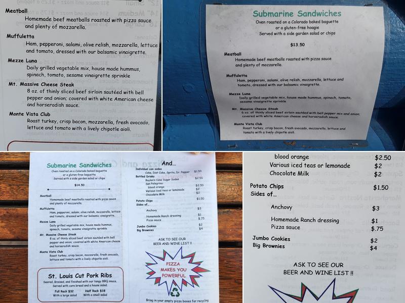 High Mountain Pies Menu