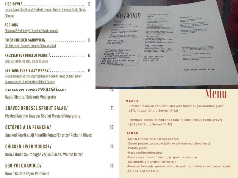 Nutwood Menu