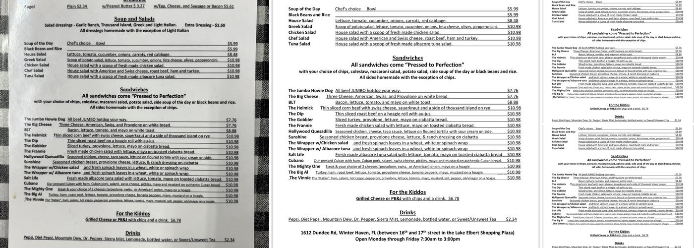 Chef Neil's Bistro Menu