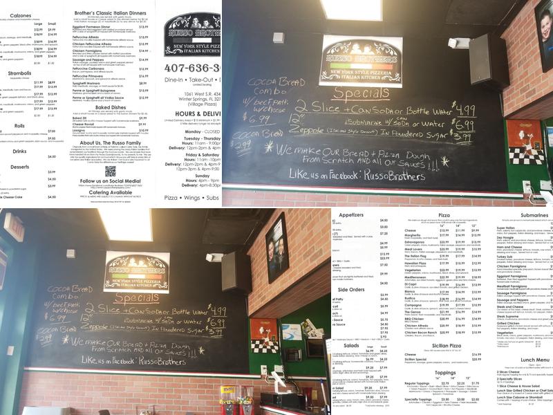 Russo Brother’s Menu
