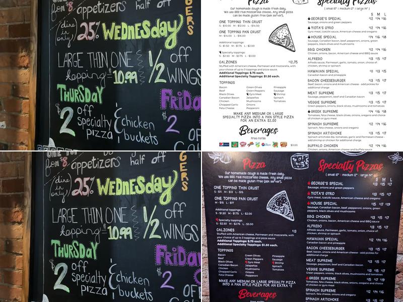 George's Pizza Menu
