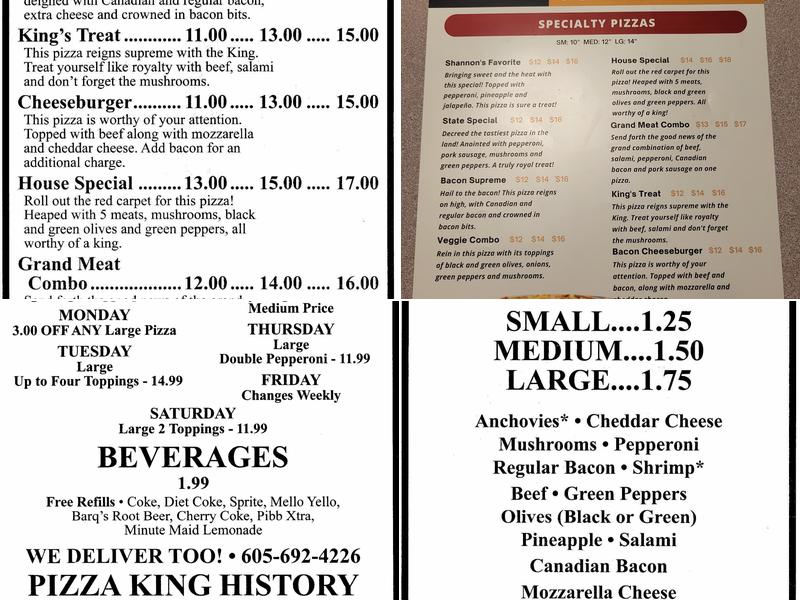 Pizza King Menu
