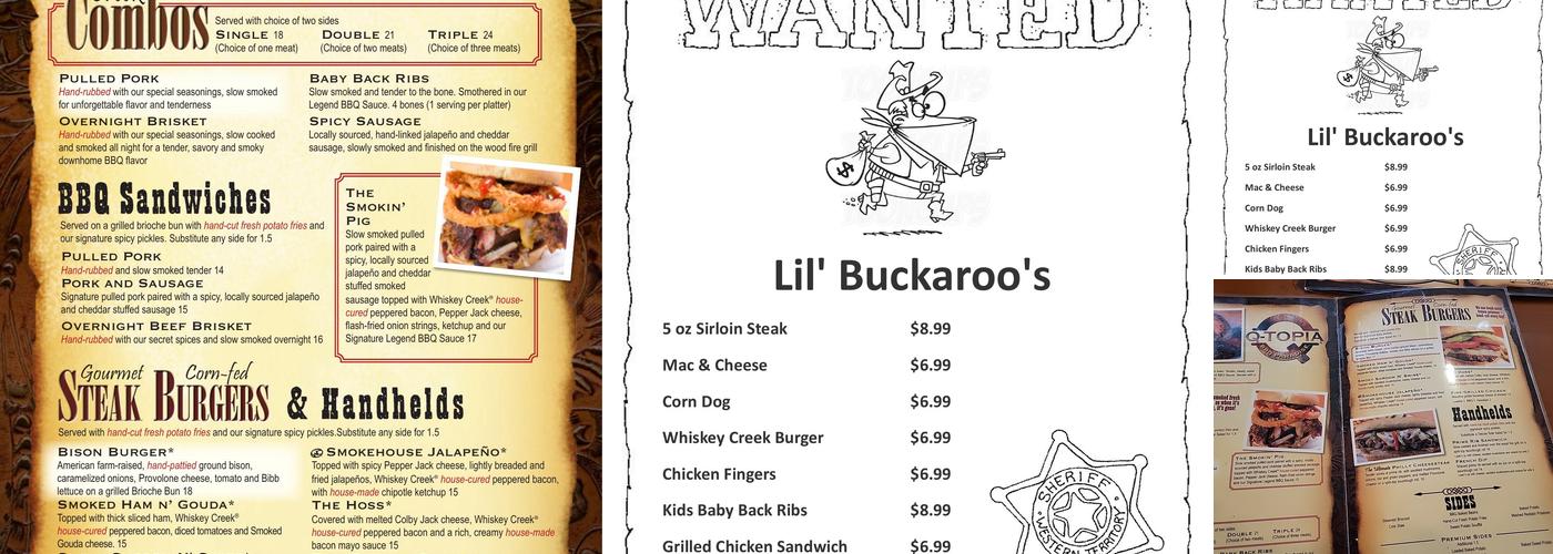 Whiskey Creek Wood Fire Grill Menu