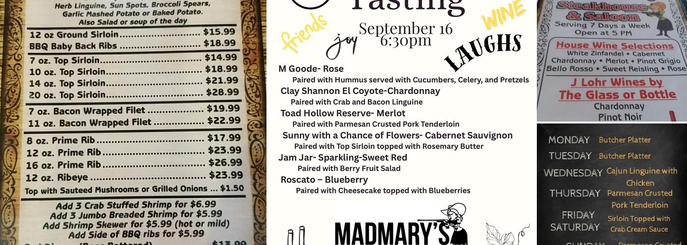 Mad Mary's Steak House Menu