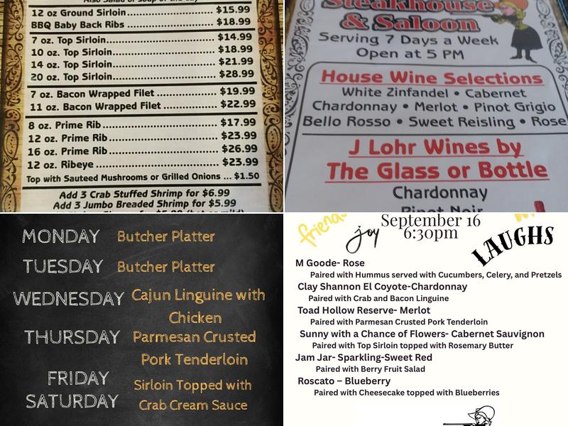 Mad Mary's Steak House Menu