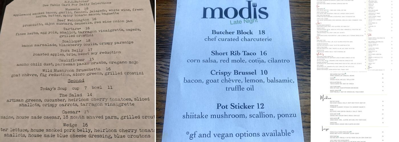 Modis Breck Menu