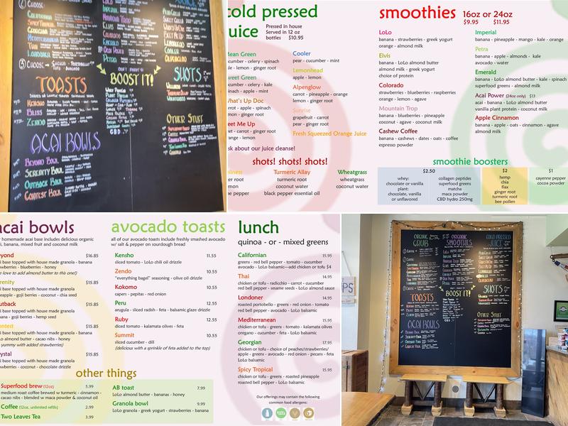 LoLo Juice Menu