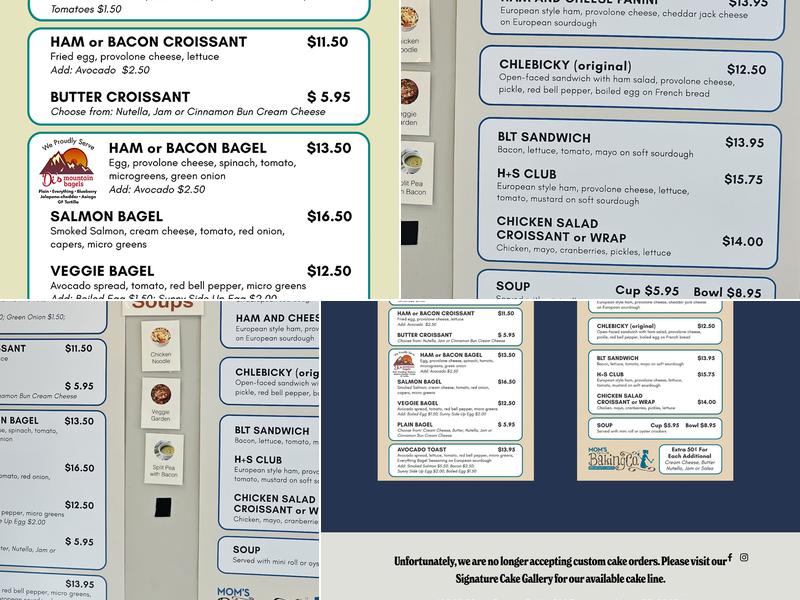 Mom's Baking Company Menu