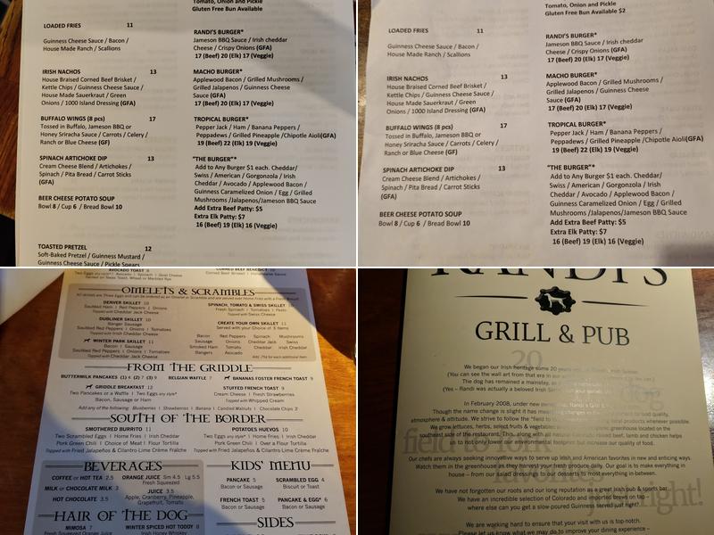 Randi's Grill & Pub Menu