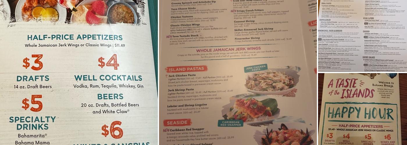 Bahama Breeze Menu