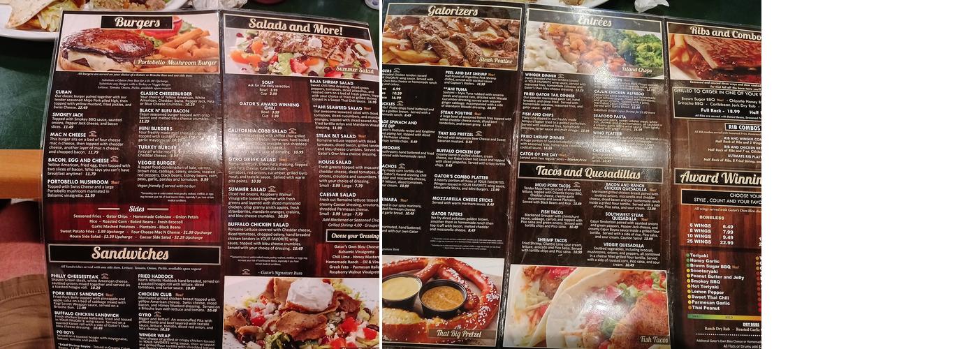 Gator's Dockside Ocoee Menu