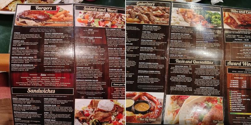 Gator's Dockside Ocoee Menu