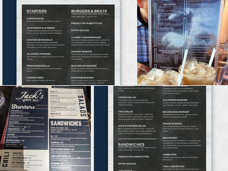 Jack's Sports Grill Menu
