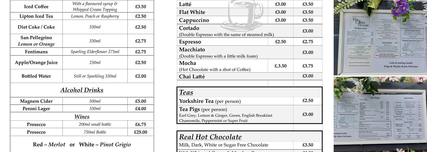 The Cake House Grassington Menu