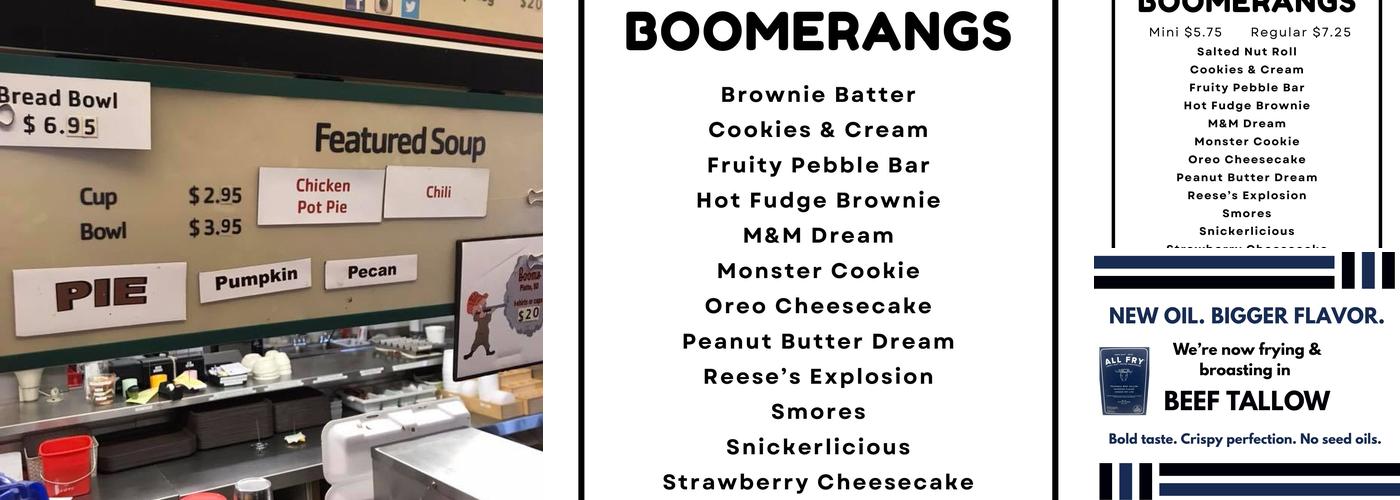 Boom's Drive-In Menu