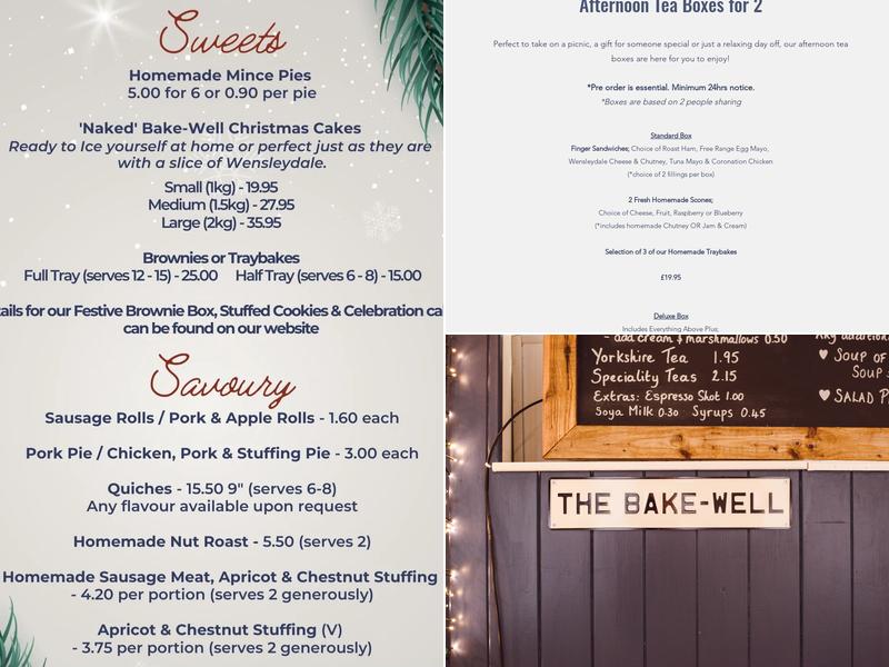 The Bake-Well, Market Place Menu