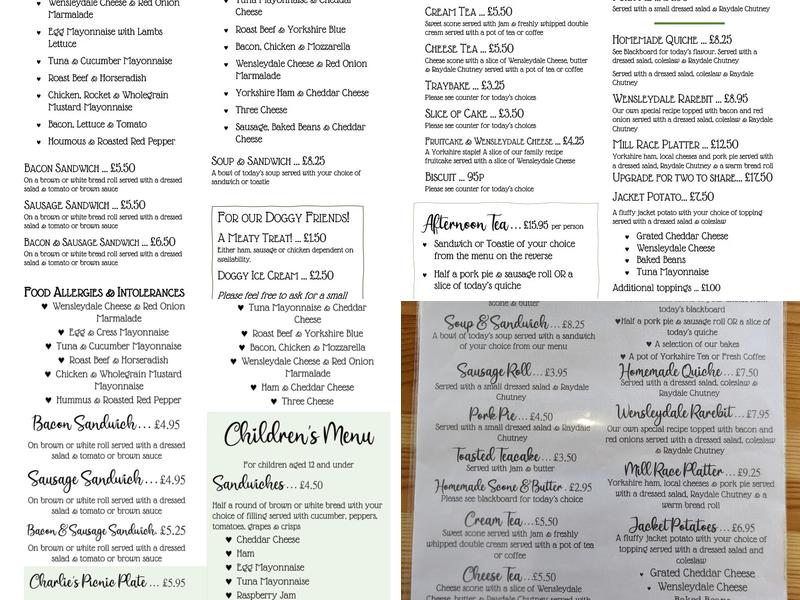 Mill Race Teashop Menu