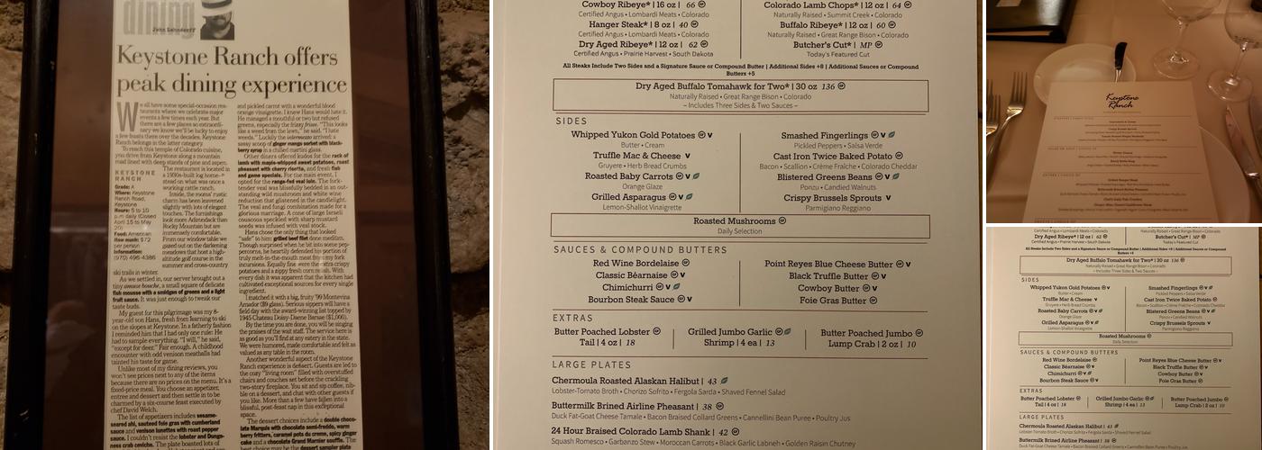 Keystone Ranch Menu