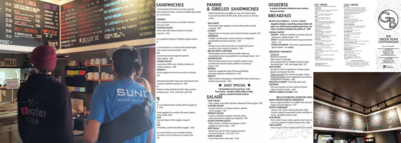Green Bean Coffeehouse Menu