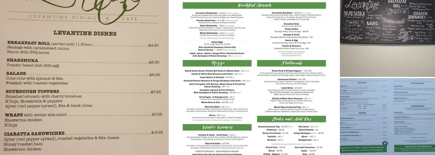 Levantine Wimborne Menu