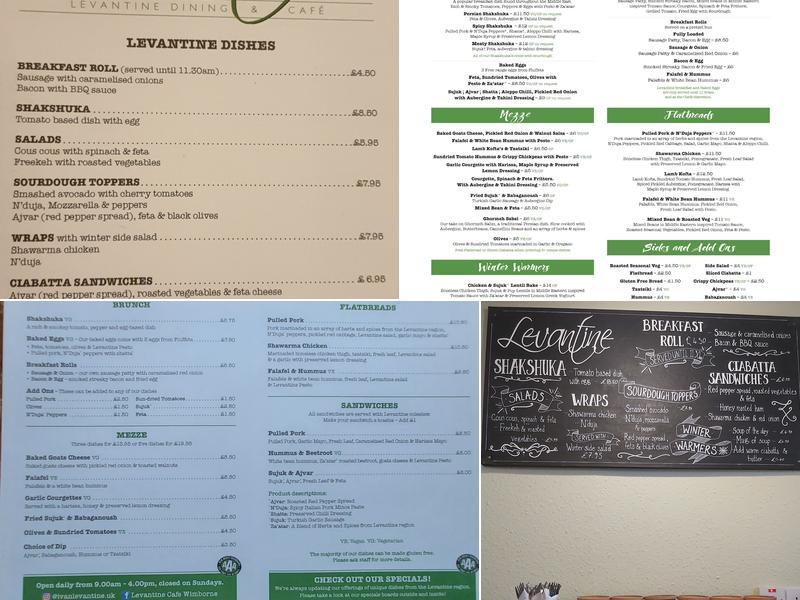 Levantine Wimborne Menu