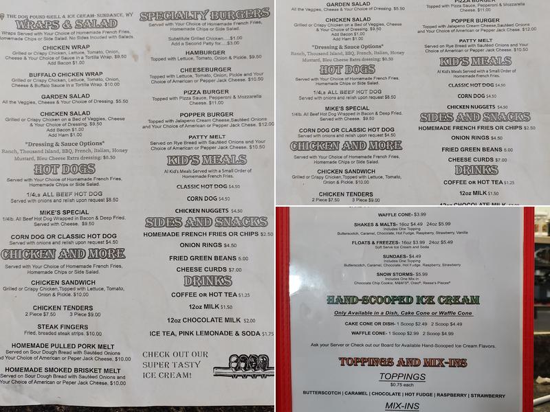 Dog Pound Grill & Ice Cream Menu
