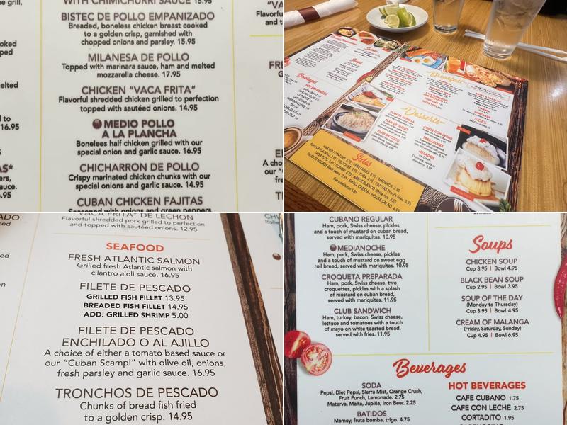 Casavana Cuban Cuisine Menu