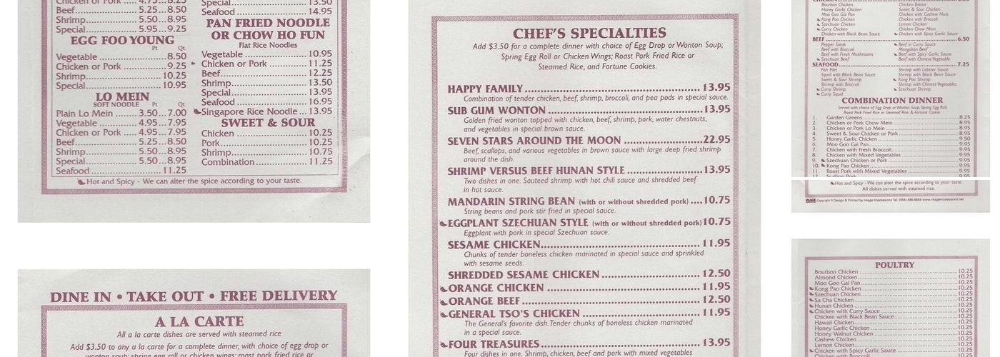 House of Sun Menu