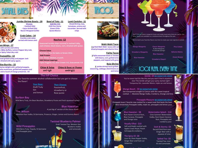 IVP at The Beach House Menu