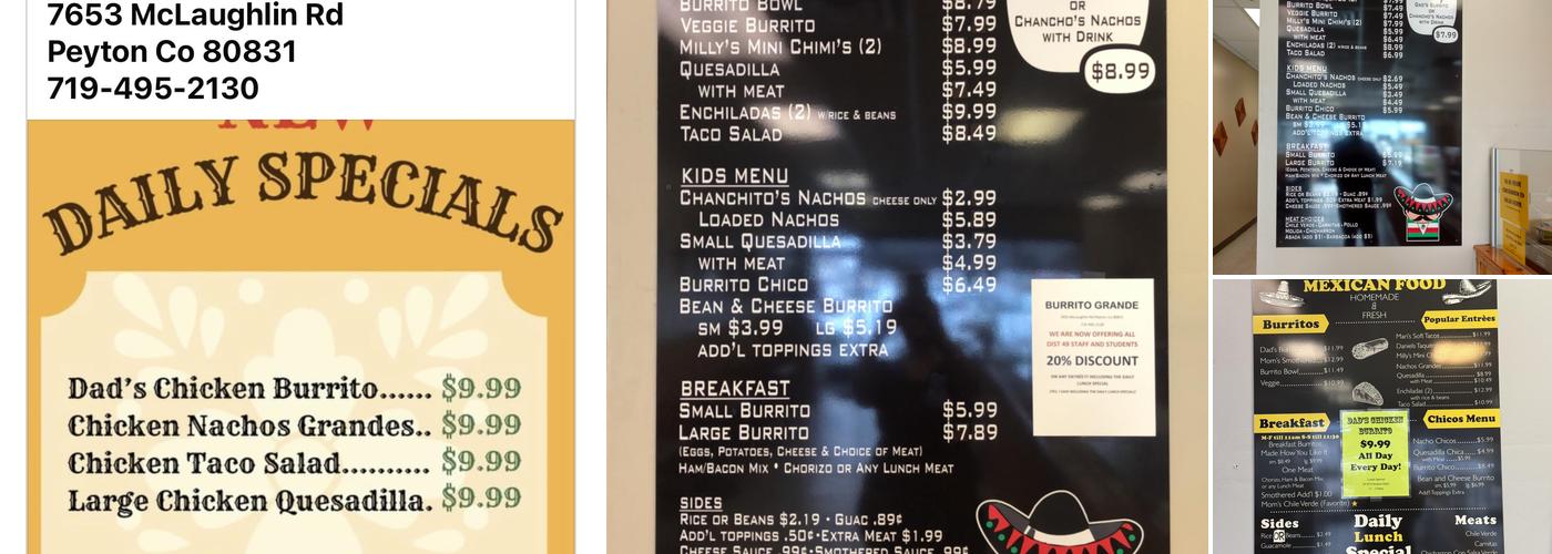 Burrito Grande Menu