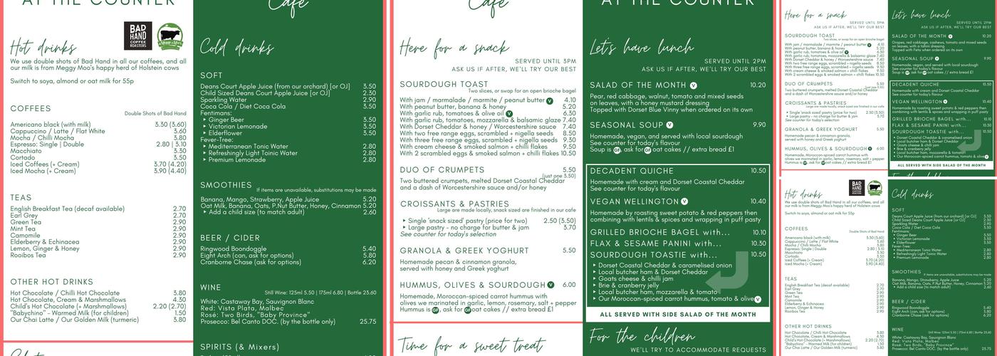 Deans Court Courtyard Cafe Menu