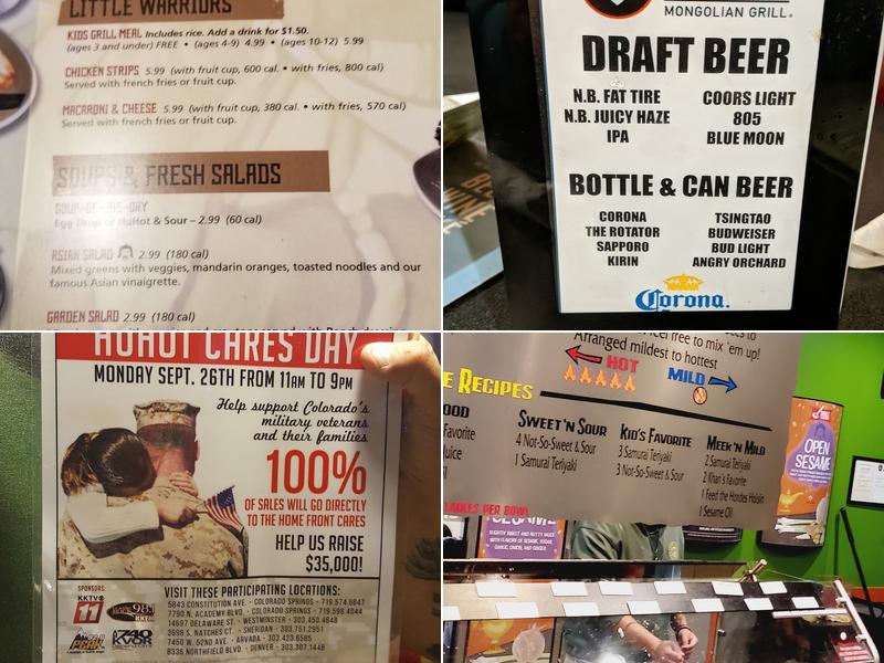 HuHot Mongolian Grill Menu