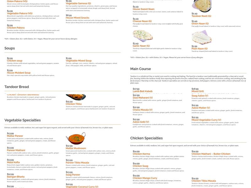 Guras Spice House Menu