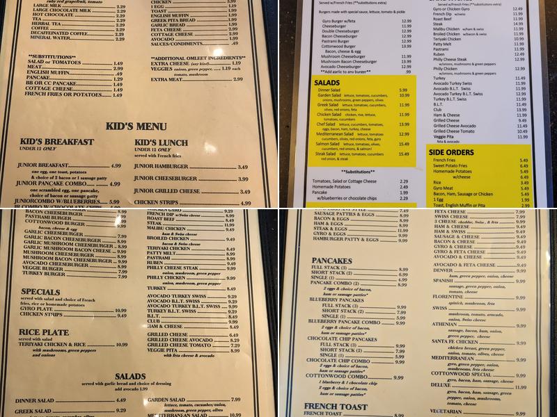 Cottonwood Heights Cafe Menu