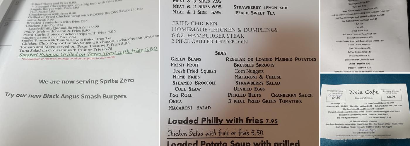 Dixie Cafe Menu