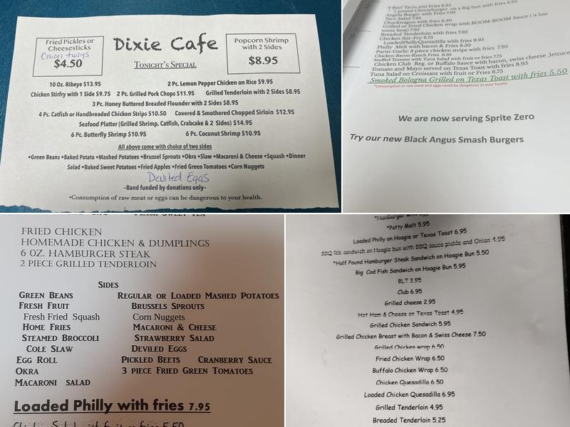 Dixie Cafe Menu