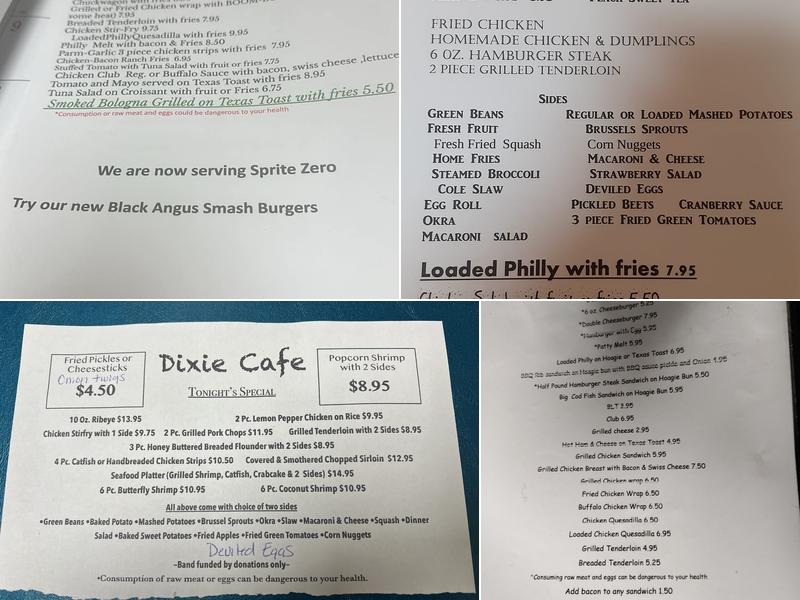 Dixie Cafe Menu