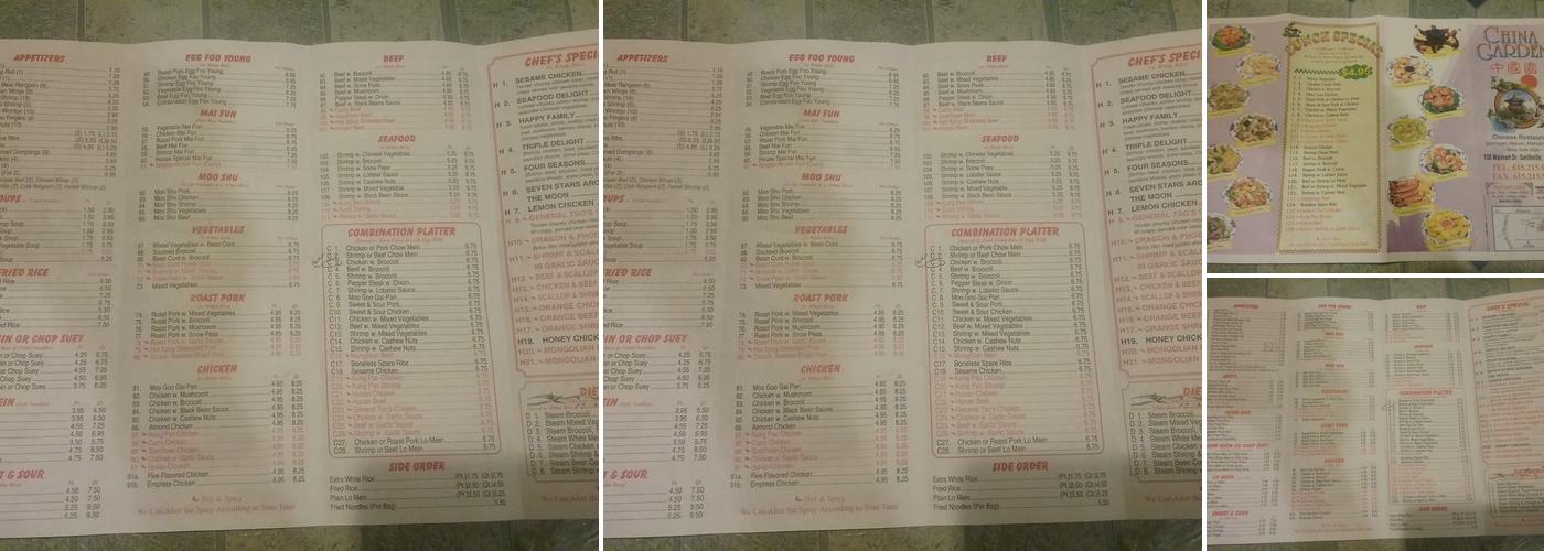 China Garden Menu