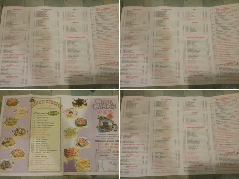China Garden Menu