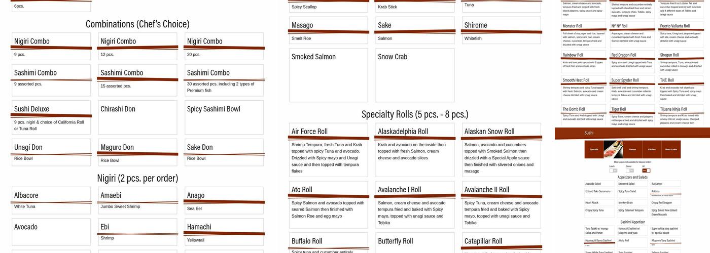 Sushi Ato Menu