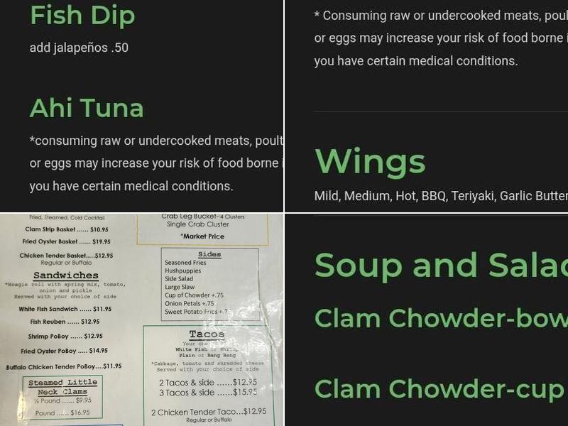 Clermont Oyster Bar Menu