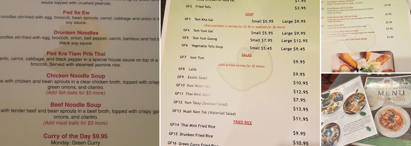 Thai Mint Restaurant Menu