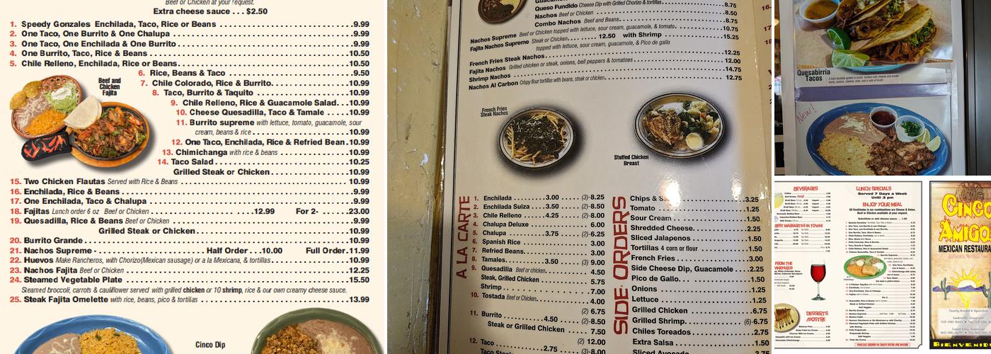 Cinco Amigos Menu