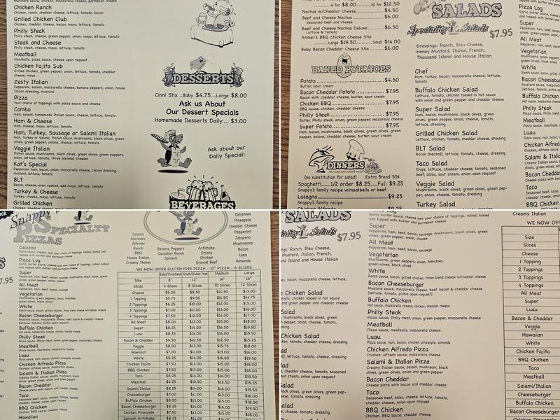 Snappy's Pizza of Centerville Menu