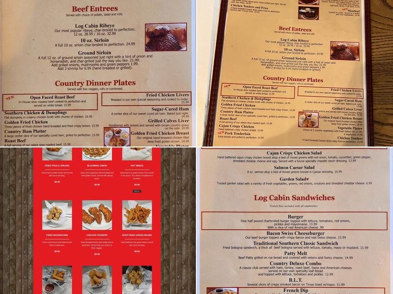 Log Cabin Restaurant Menu