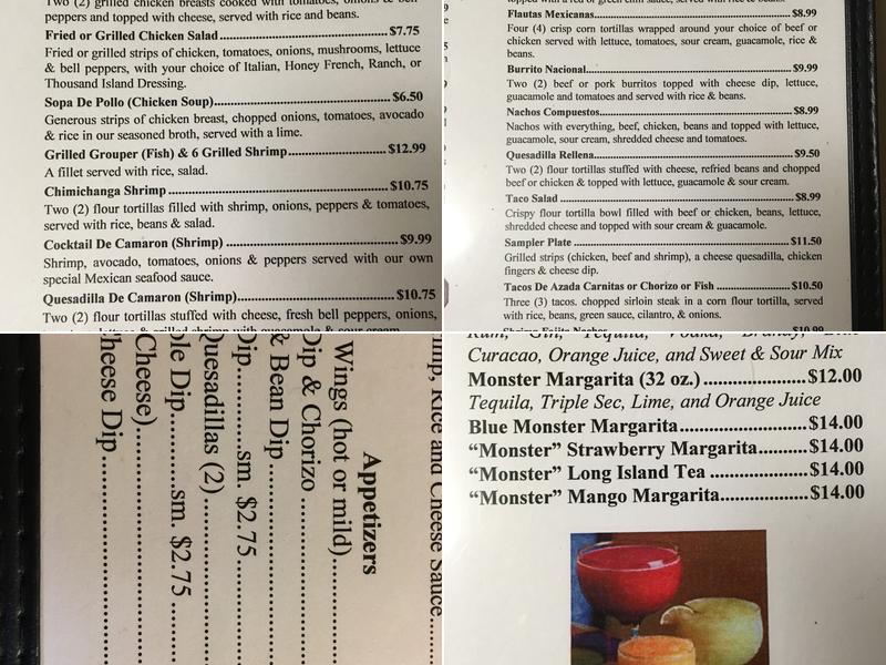 Las Margaritas Mexican Restaurant Menu