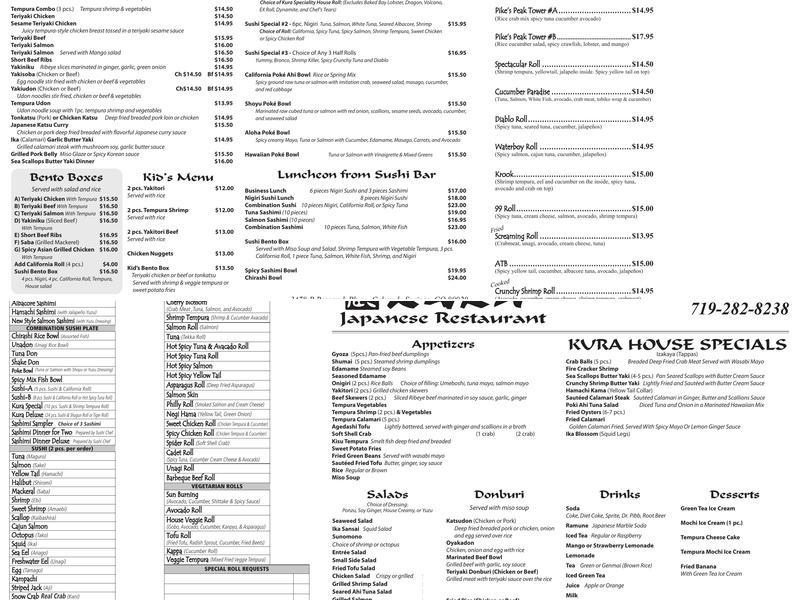 Kura Japanese Restaurant Menu
